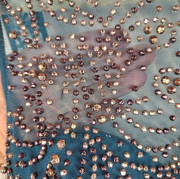 Xscape Beaded Embellished Wedding Mother of The Bride Evening Maxi Gown Green 10 - Picture 11 of 14